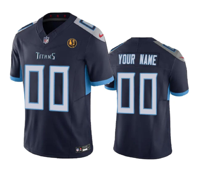 Men's Tennessee Titans Active Player Custom Navy 2023 F.U.S.E. With John Madden Patch Vapor Limited Football Stitched Jersey - Click Image to Close